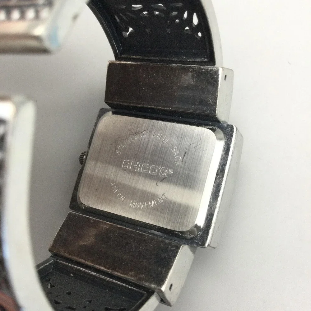 Chico's Womens Watch 34mm Silver Tone Crystals Bangle Dress New Battery - Picture 8 of 12